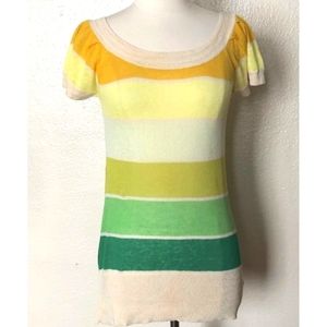 Free people lemons and limes linen stripe sweater top  sz XS *G